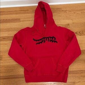 Men's Burgundy Pullover Hoodie with Black Chest Logo